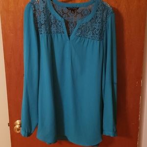 Teal Color Lightweight V-neck Tunic